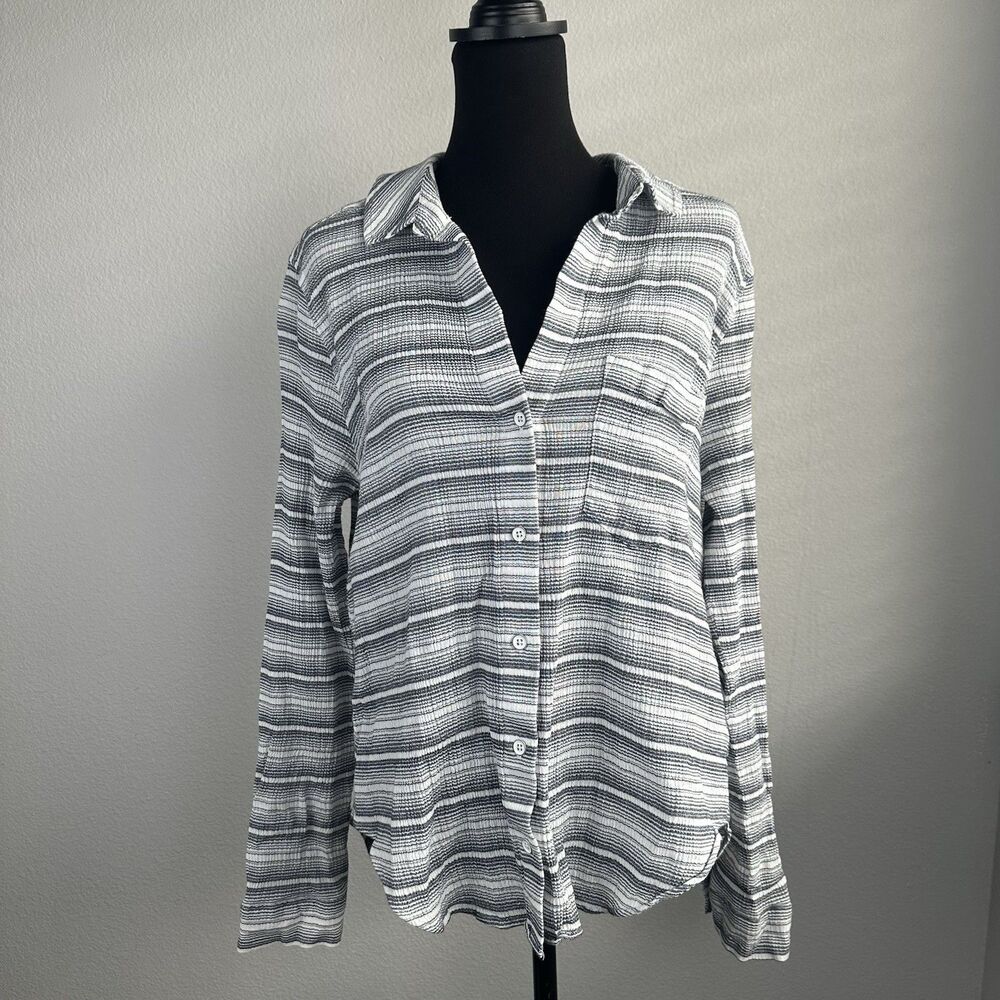 Anthropologie Cloth & Stone Shirt Women XXL (Fits like a Large) Stripe Button Up